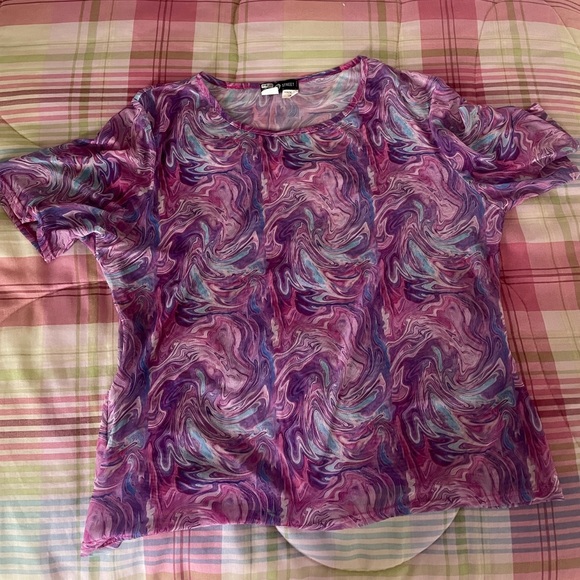 Daisy Street Marble Print Mesh Top Plus Size 3X - Picture 5 of 8